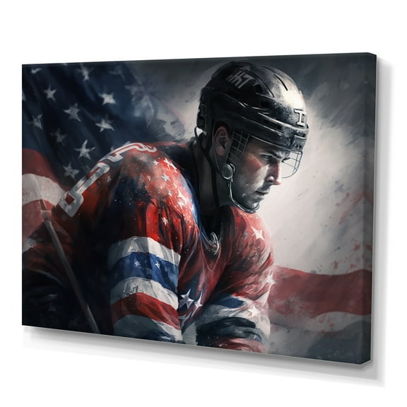 Designart Hockey Player On Break III Canvas Wall Art