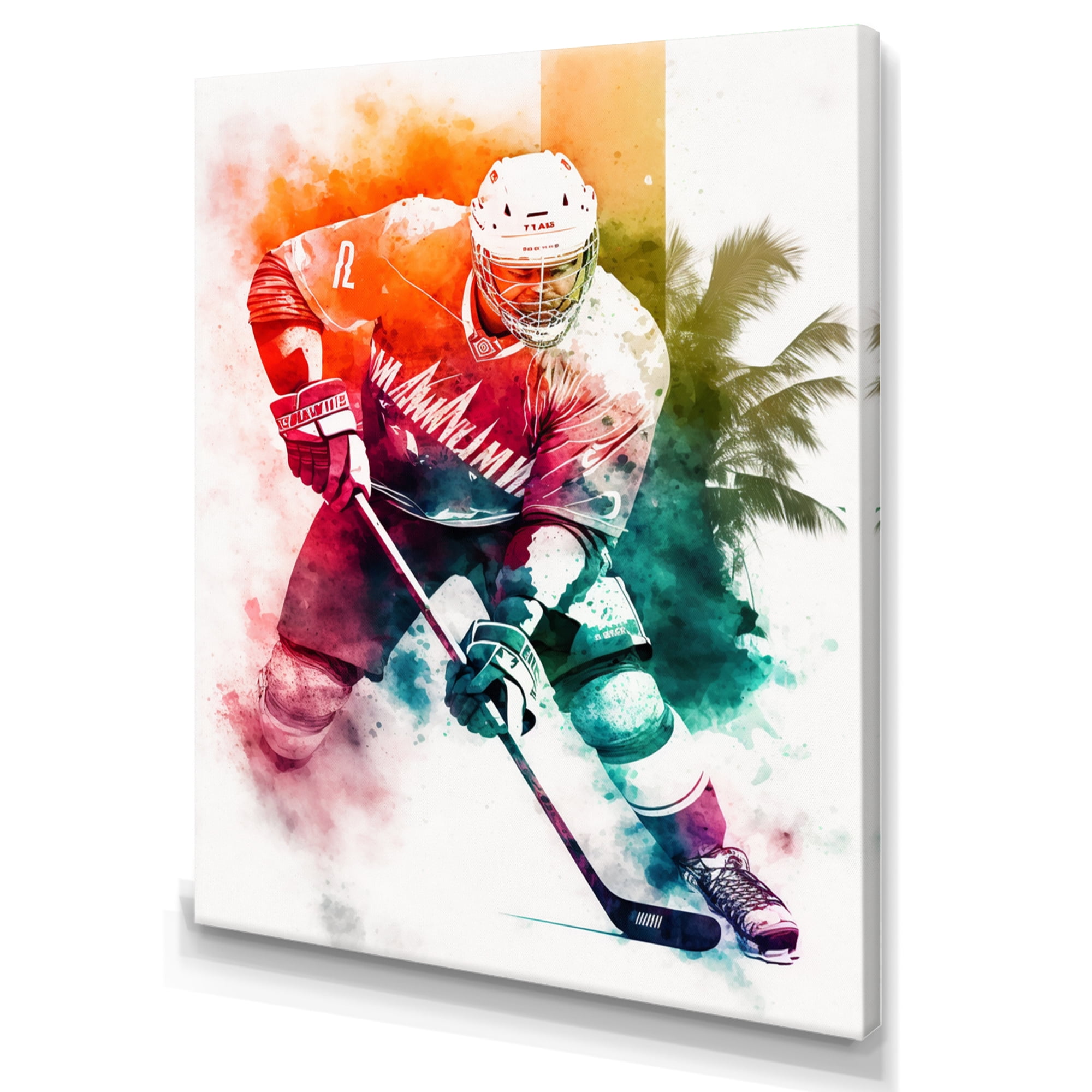 Designart Hockey Player On Ice During Game I Canvas Wall Art