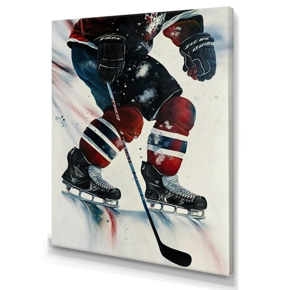 Designart Hockey Player On Ice During Game II Canvas Wall Art