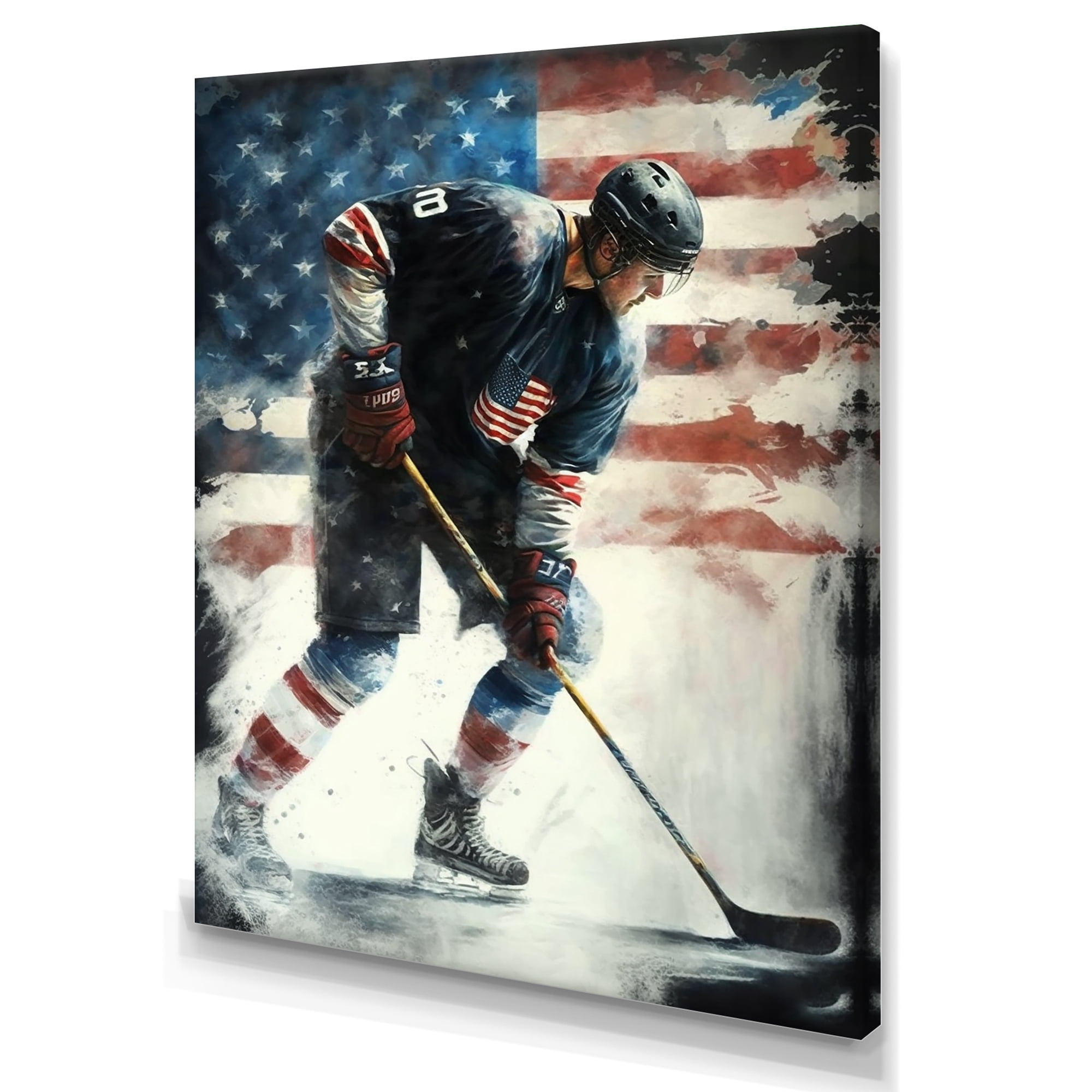 Designart Hockey Player On Ice I Canvas Wall Art