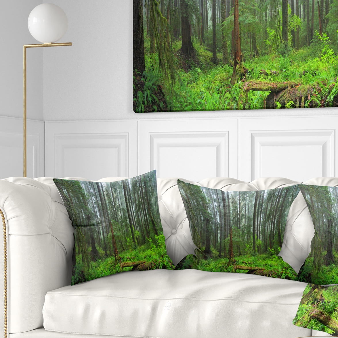 Designart Hoh Rain Forest - Landscape Photography Throw Pillow - 18x18