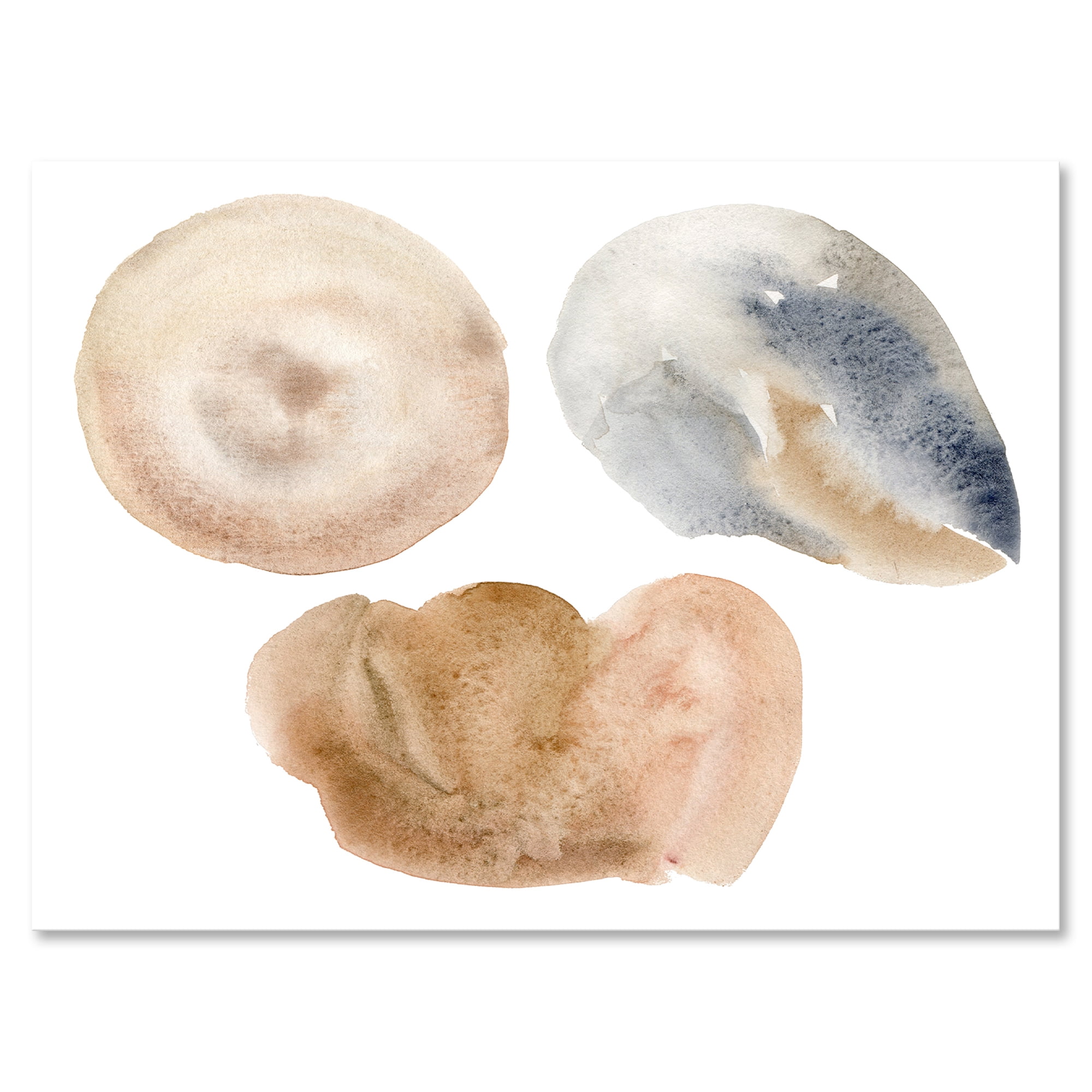 Designart ' Holiday Set With Abstract Beige and Blue Circle Spot ' Modern Canvas Wall Art Print