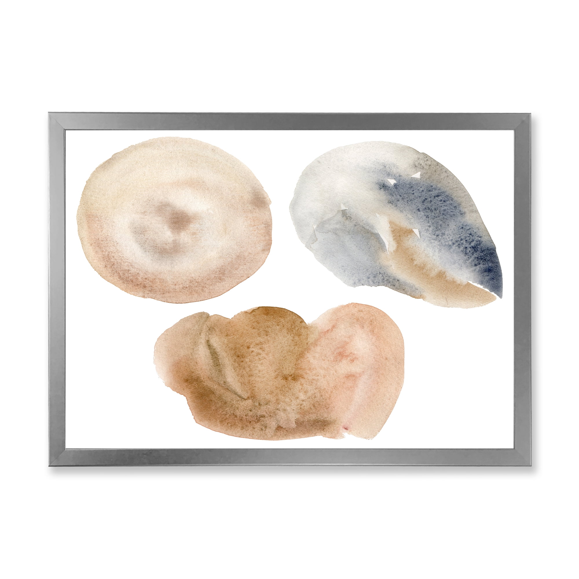Designart 'Holiday Set With Abstract Beige and Blue Circle Spot' Modern Framed Art Print