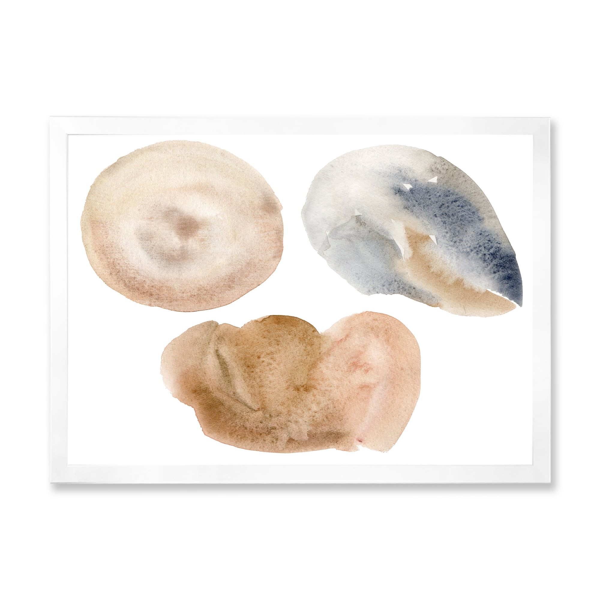 Designart 'Holiday Set With Abstract Beige and Blue Circle Spot' Modern Framed Art Print