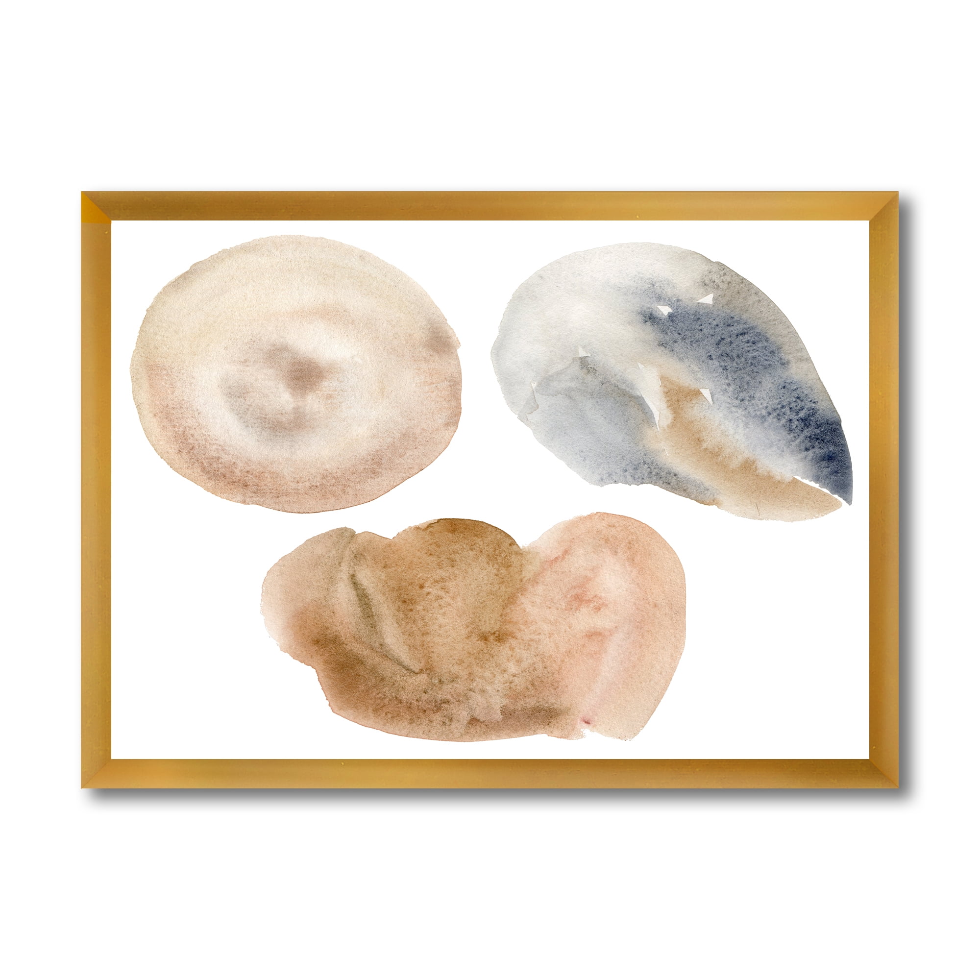 Designart 'Holiday Set With Abstract Beige and Blue Circle Spot' Modern Framed Art Print