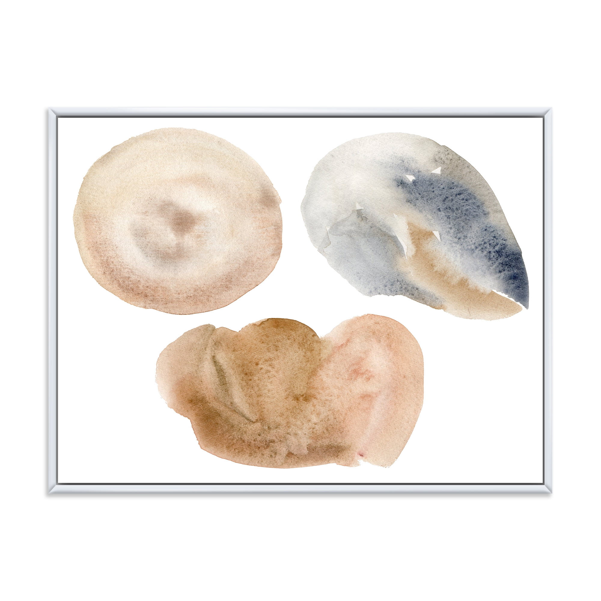 Designart 'Holiday Set With Abstract Beige and Blue Circle Spot' Modern Framed Canvas Wall Art Print