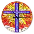 thumbnail image 1 of Designart 'Holy Cross Stained Glass Style ' Rustic wall clock, 1 of 3