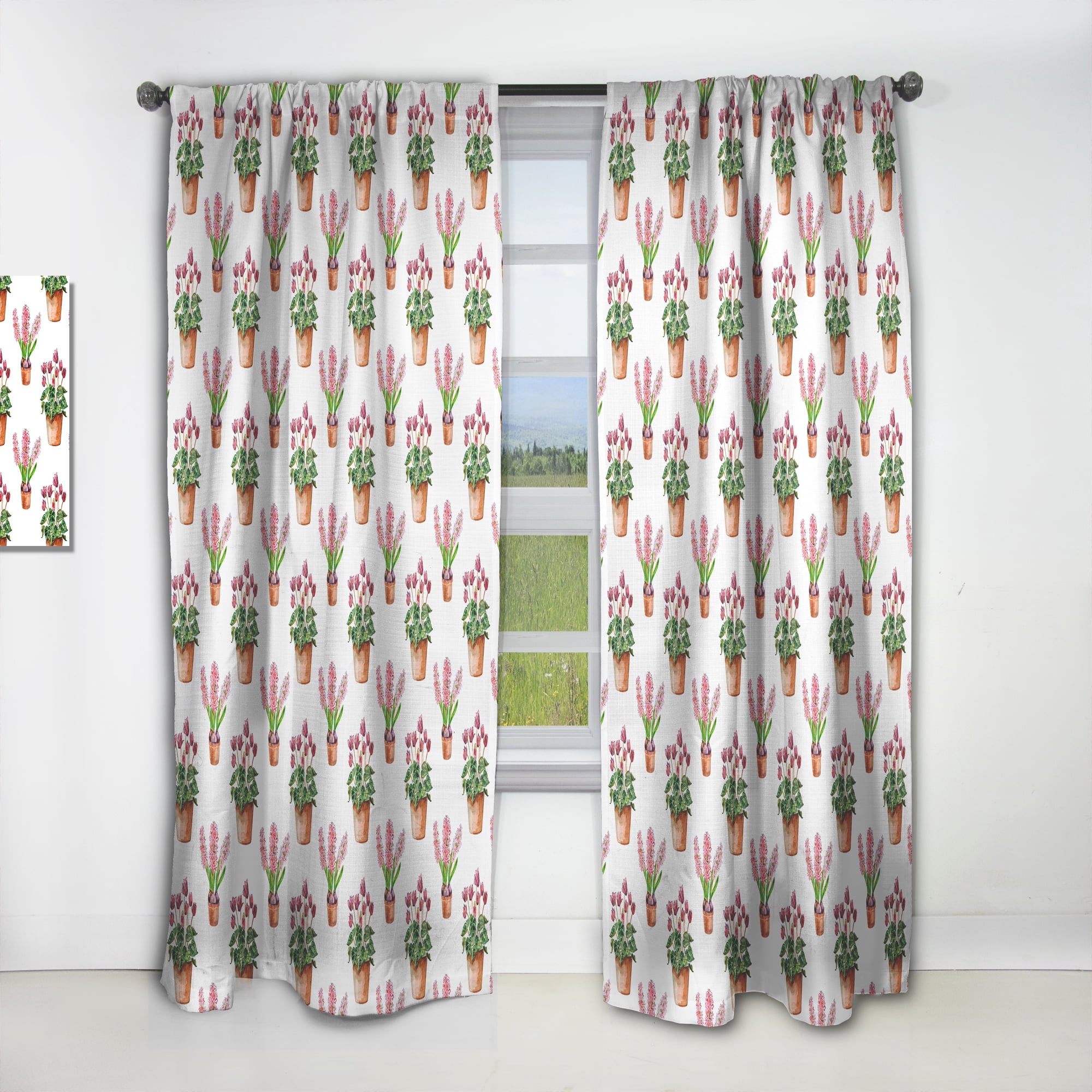Designart 'Home Flower In Claypots' Floral Curtain Panel
