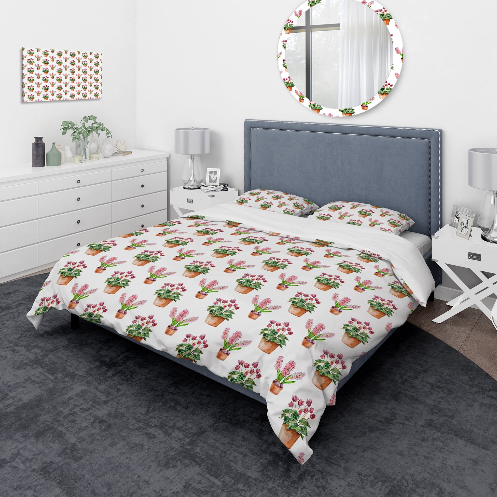 Designart 'Home Flower' Modern & Contemporary Duvet Cover Set