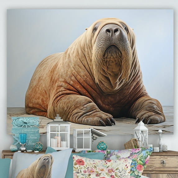 Designart "Home Of The Relaxed Walrus" Walrus Canvas Wall Art