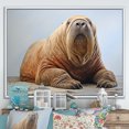 thumbnail image 1 of Designart "Home Of The Relaxed Walrus" Walrus Floater Framed Canvas Wall Art, 1 of 5