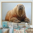 thumbnail image 1 of Designart "Home Of The Relaxed Walrus" Walrus Floater Framed Canvas Wall Art, 1 of 5