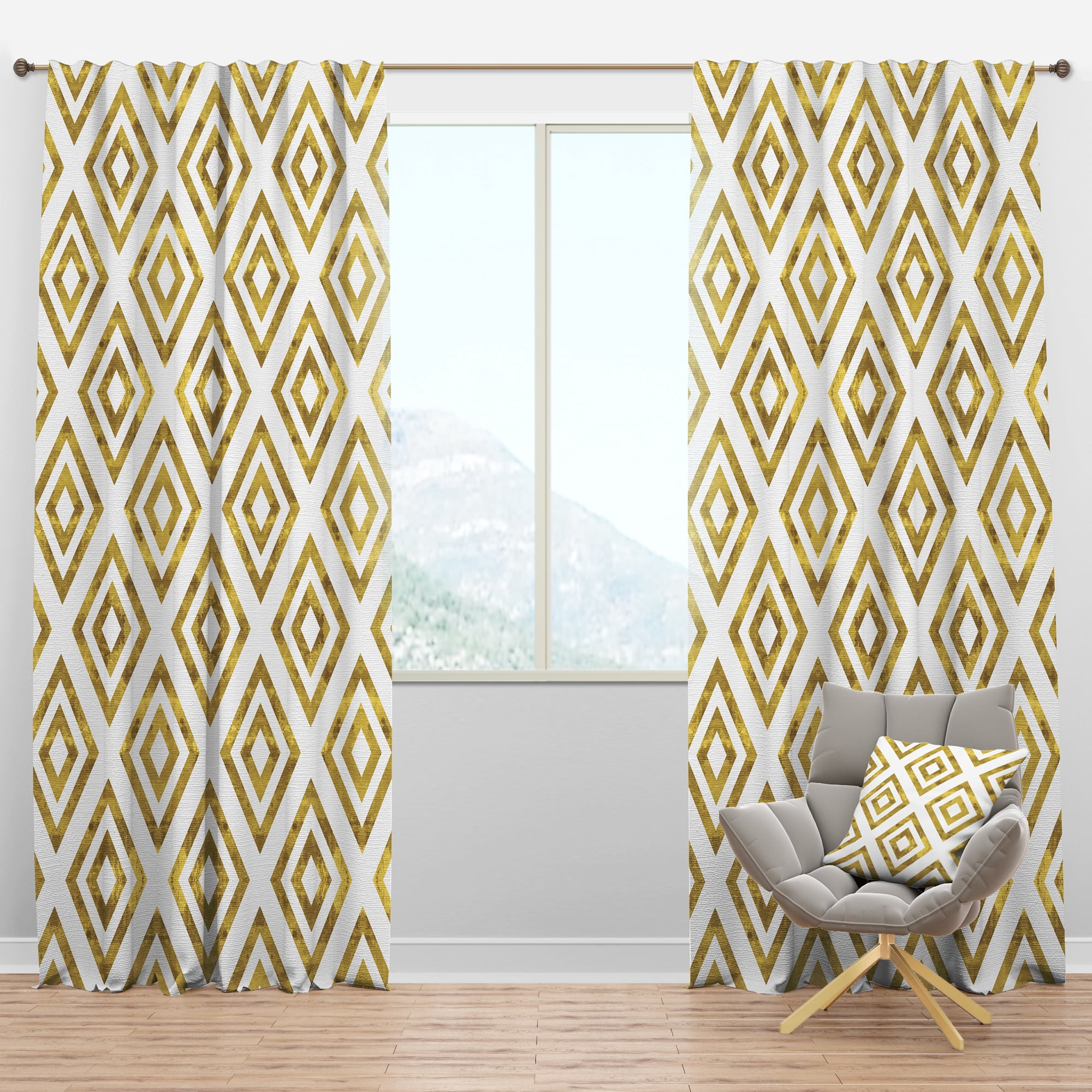 Designart 'Honeycomb Capital Gold I' Modern & Contemporary Blackout Curtain Panel