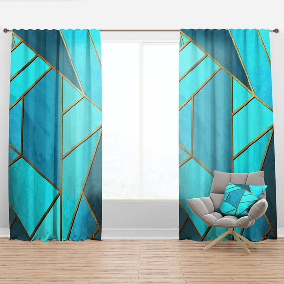 Designart 'Honeycomb Capital Gold III' Modern & Contemporary Curtain Panel