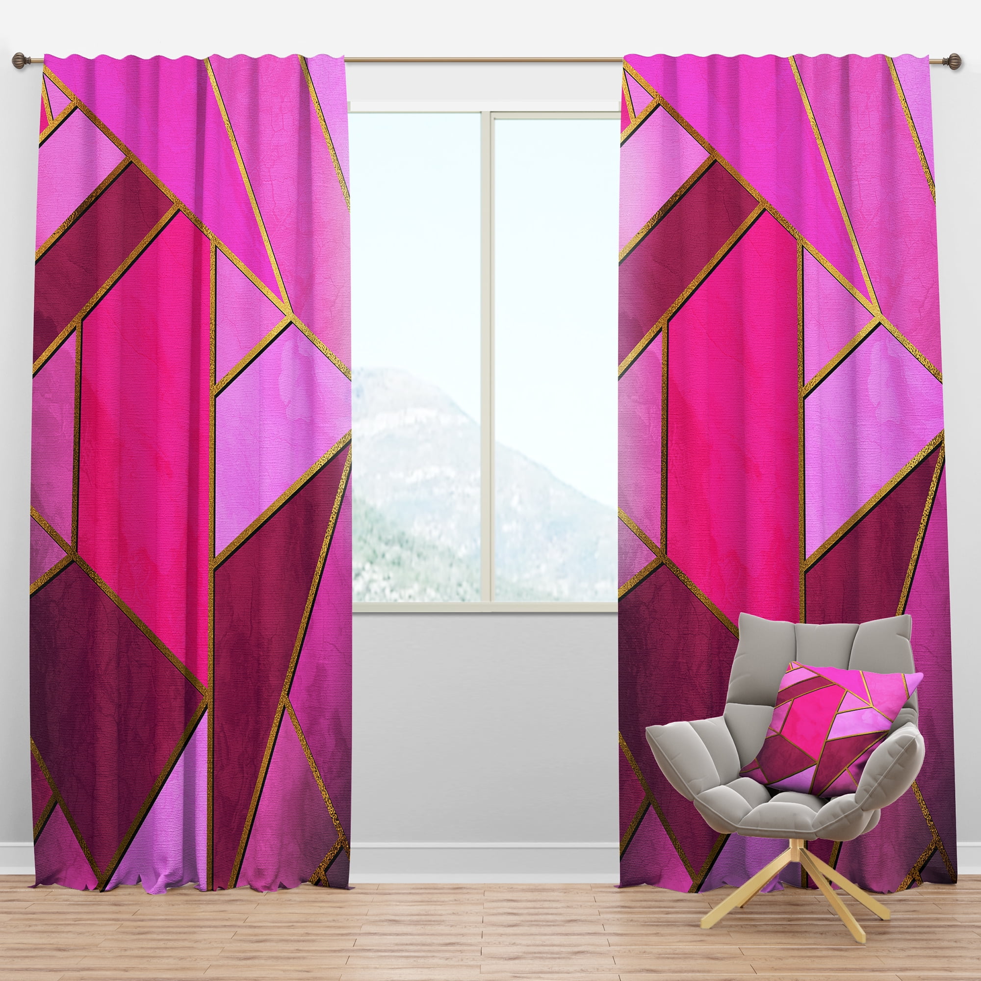 Designart 'Honeycomb Capital Gold IV' Modern & Contemporary Blackout Curtain Panel