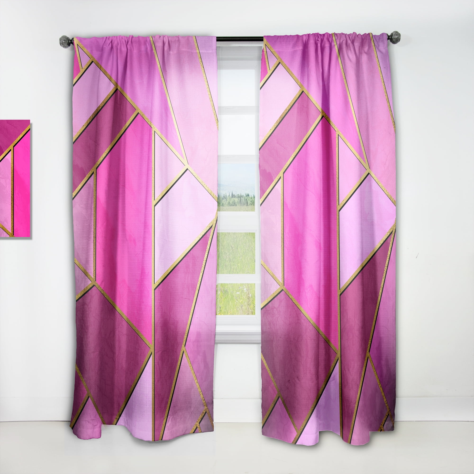 Designart 'Honeycomb Capital Gold IV' Modern & Contemporary Curtain Panel