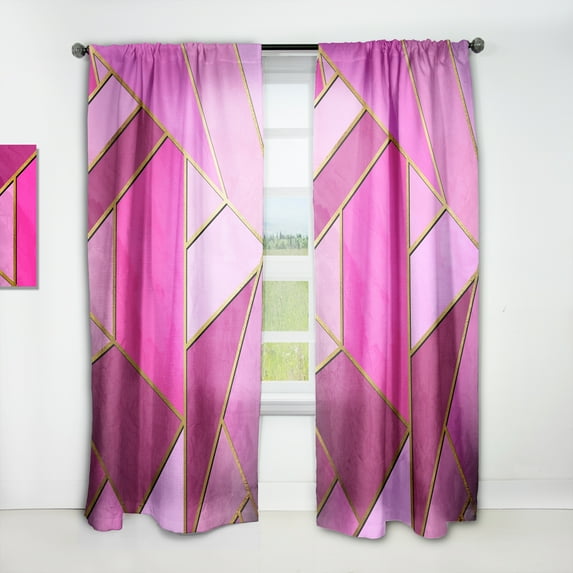 Designart 'Honeycomb Capital Gold IV' Modern & Contemporary Curtain Panel