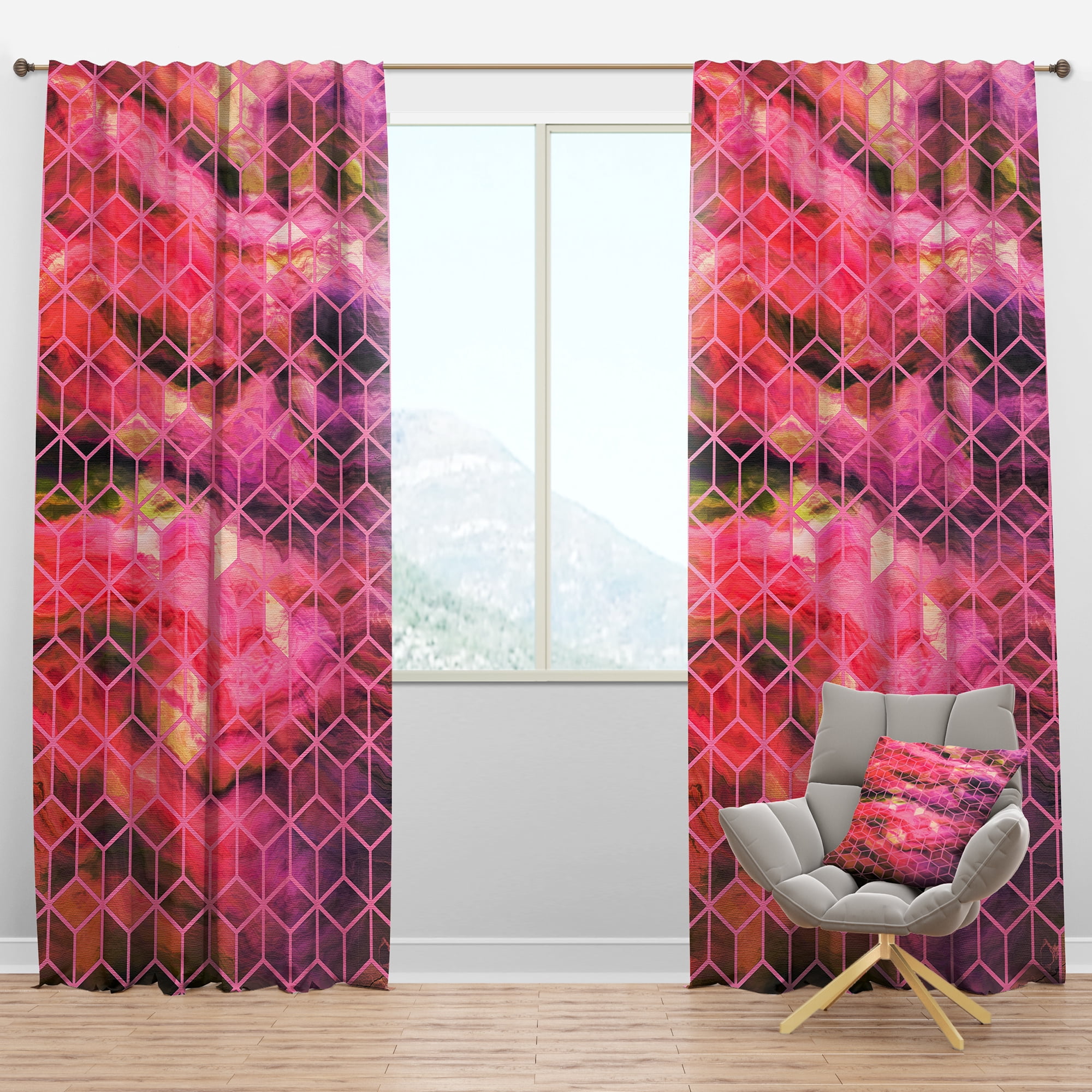 Designart 'Honeycomb Capital Gold VII' Modern & Contemporary Blackout Curtain Panel