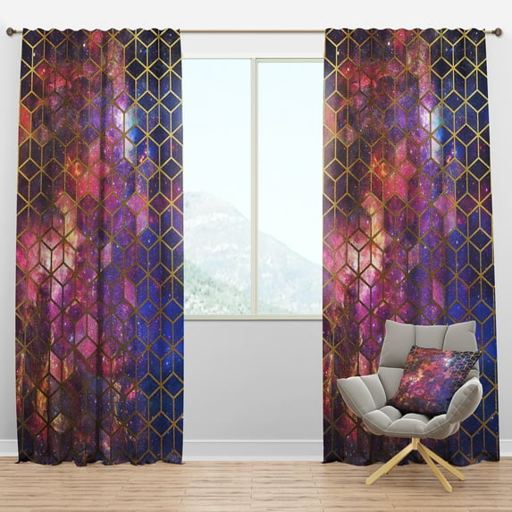 Designart 'Honeycomb Capital Gold VIII' Modern & Contemporary Blackout Curtain Panel