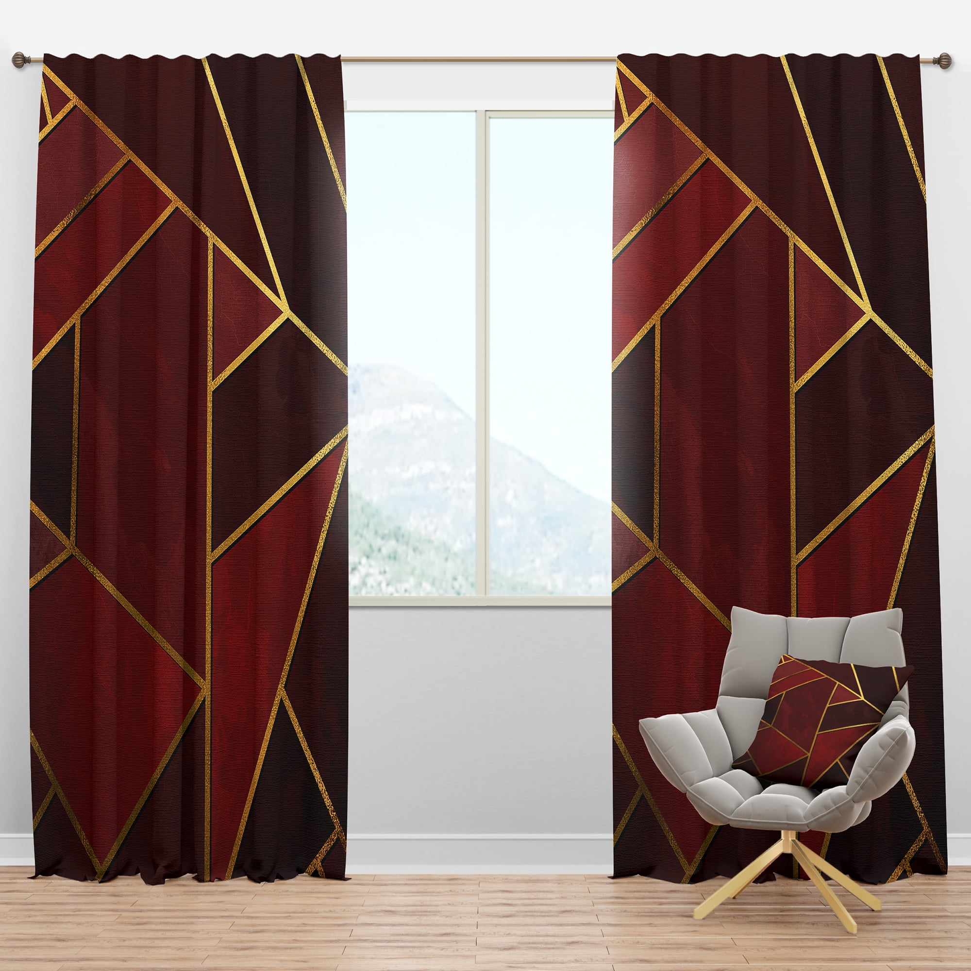 Designart 'Honeycomb Capital Gold XII' Modern & Contemporary Blackout Curtain Panel