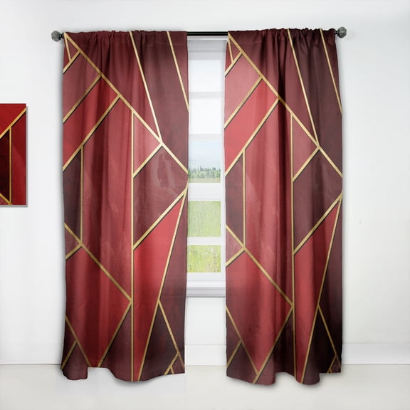 Designart 'Honeycomb Capital Gold XII' Modern & Contemporary Curtain Panel