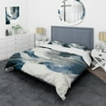 thumbnail image 1 of Designart "Honolulu Blue Sensation X" Abstract Liquid Ink Bedding Covert Set - Modern Blue Abstract Bed Set With 2 Shams, 1 of 6