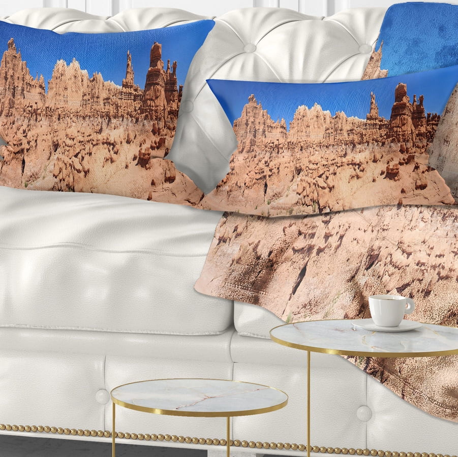 Designart Hoodoo Rock Pinnacles in Goblin Valley - Landscape Printed Throw Pillow - 12x20