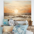 thumbnail image 1 of Designart "Horizon Bathed In Beige And Gold Beach Sunset" Coastal Sunset Wall Art Living Room, 1 of 7