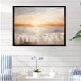 thumbnail image 1 of Designart "Horizon Bathed In Beige And Gold Beach Sunset I" Coastal Sunset Floater Framed Canvas Wall Art, 1 of 5