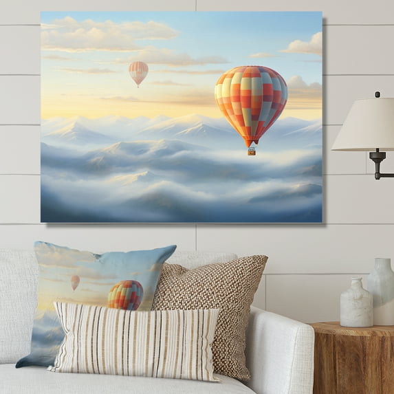 Designart "Horizon Beyond Orange Hot Air Balloon Adventure I" Transportation Canvas Art Print