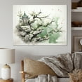 thumbnail image 1 of Designart "Horizon Landscape Blooms in Gloomy Tones" Landscapes Wall Art - Country Green Landscape Modern Entryway Wall Art Print, 1 of 1