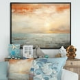 thumbnail image 1 of Designart "Horizon Of Beige And Gold Beach Sunset" Coastal Sunset Floater Framed Wall Art Living Room, 1 of 5
