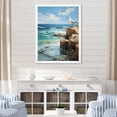 thumbnail image 1 of Designart "Horizon Perch for Seagulls I" Coastal Framed Wall Art - Coastal Blue Coastal Windows Living Room Framed Canvas Art, 1 of 6