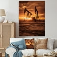 thumbnail image 1 of Designart "Horizon With A Sunrise Over An Oil Drilling Rig" Oil Rigs / Fields Canvas Wall Art, 1 of 7