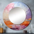 thumbnail image 1 of Designart "Horizon in Blush II" Abstract Landscape Pink Large Round Mirror - Round Mirror Wall Décor - Coastal Round Printed Mirror 23" x 23" Inch, 1 of 5