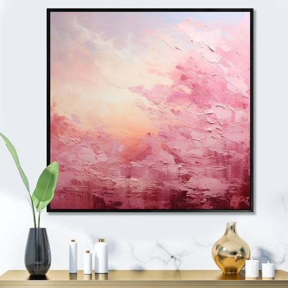 Designart "Horizon in Pink" Abstract Landscape Floater Framed Canvas Art Print