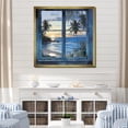 thumbnail image 1 of Designart "Horizon of Tranquil Beach Windows III" Coastal Framed Wall Art Decor - Coastal Green Coastal Windows Entryway Framed Wall Art Print, 1 of 6