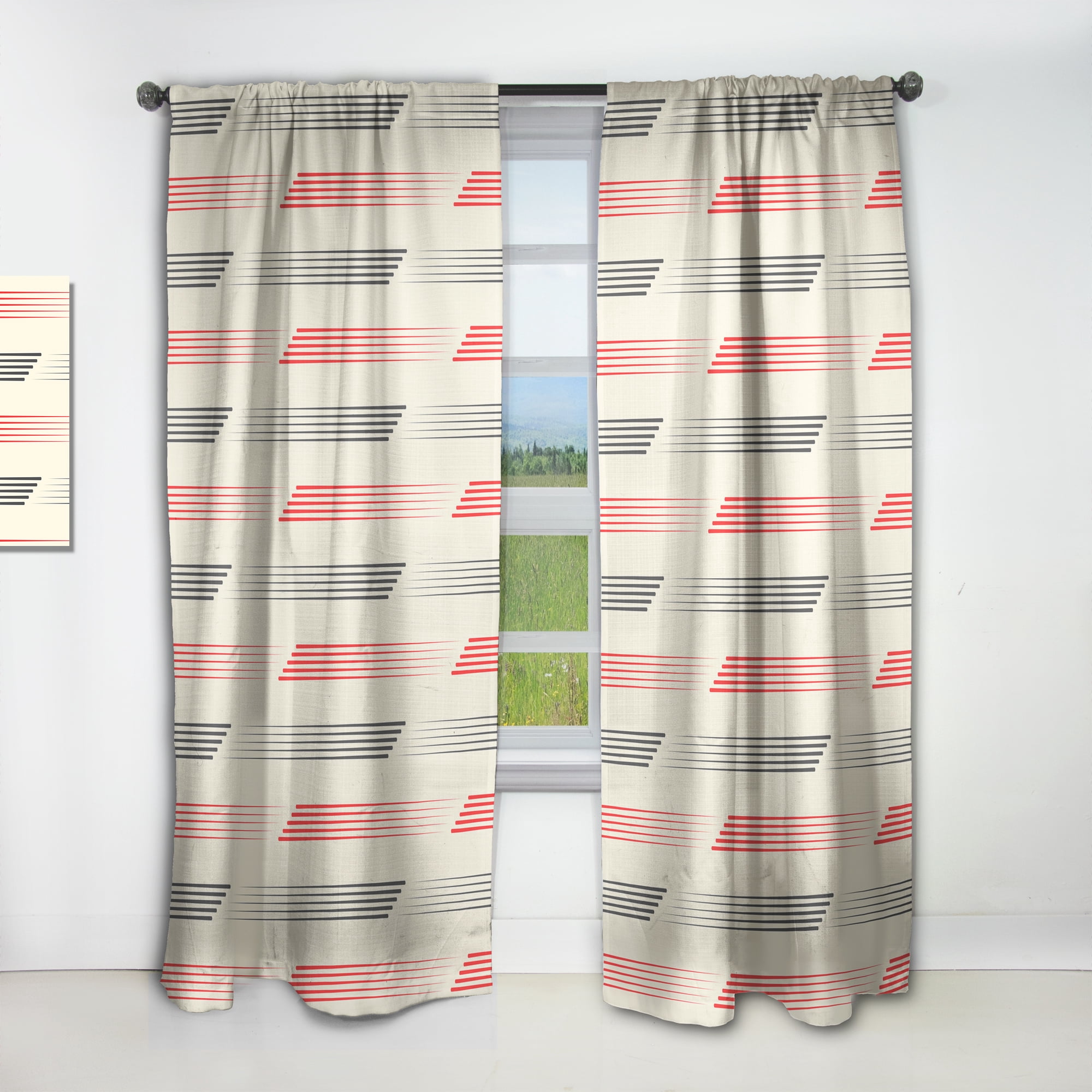 Designart 'Horizontal Geometrical Retro Pattern I' Mid-Century Modern Curtain Panel