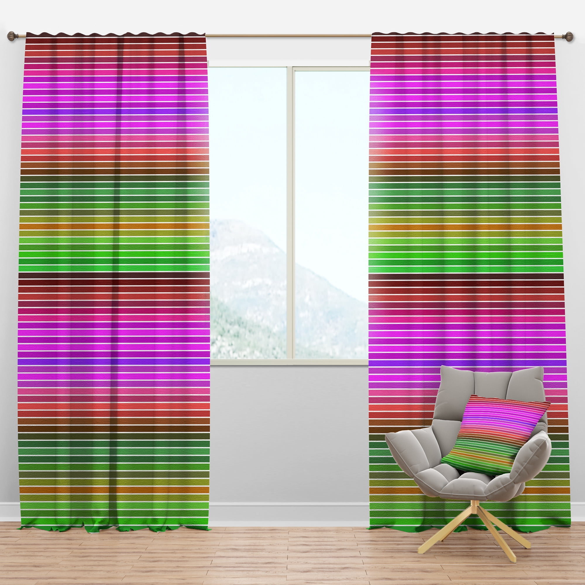 Designart 'Horizontal Geometrical Retro Pattern II' Mid-Century Modern Blackout Curtain Panel