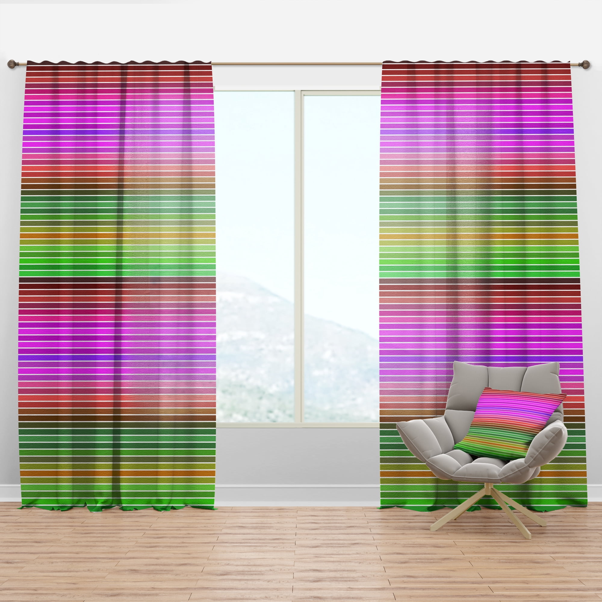 Designart 'Horizontal Geometrical Retro Pattern II' Mid-Century Modern Curtain Panel