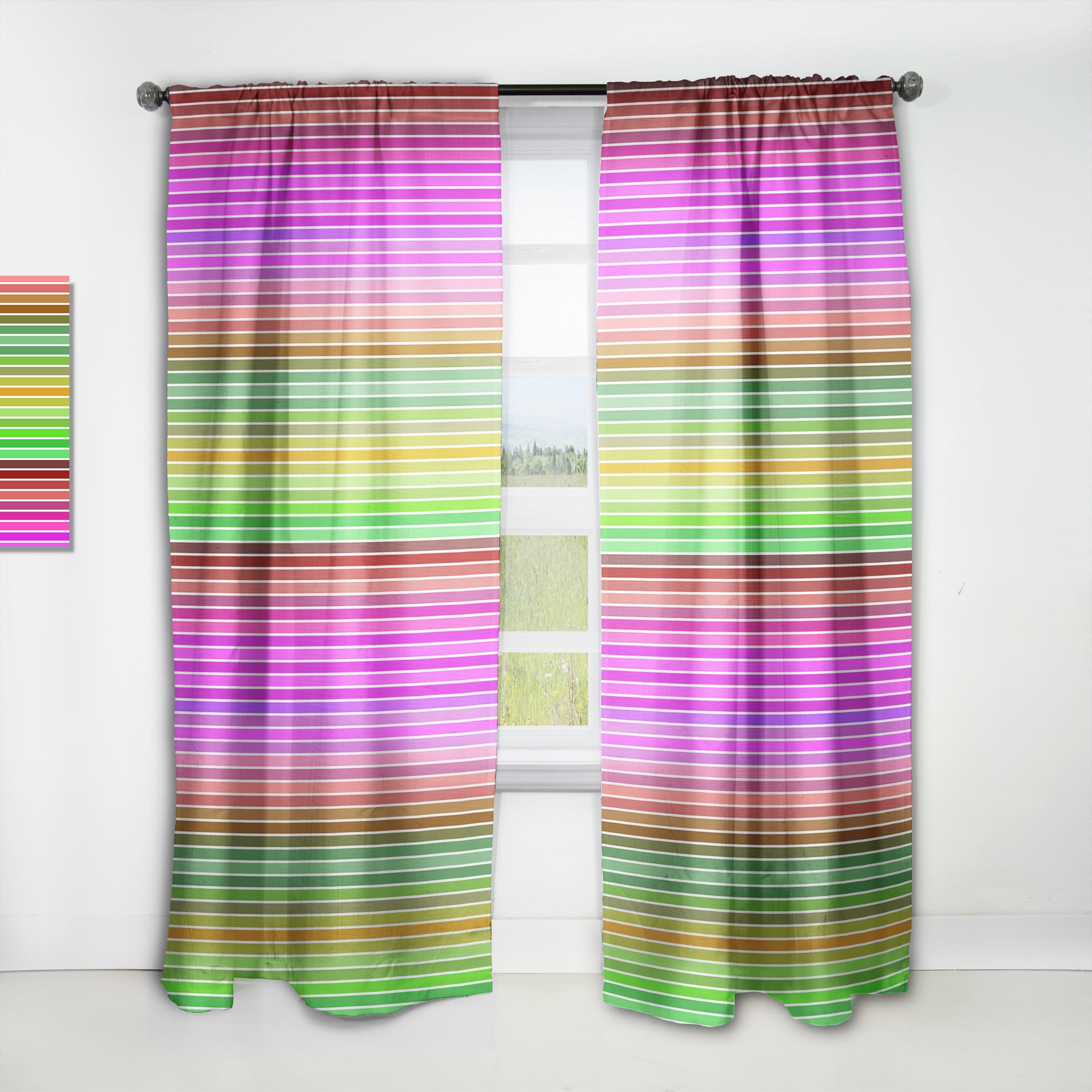Designart 'Horizontal Geometrical Retro Pattern II' Mid-Century Modern Curtain Panel