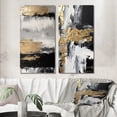 thumbnail image 1 of Designart "Horizontal Perspectives Abstract in Gold and Black II" Abstract Painting Wall Art Set Of 2 - Modern Gold Gallery Wall Set For Home Decor, 1 of 6