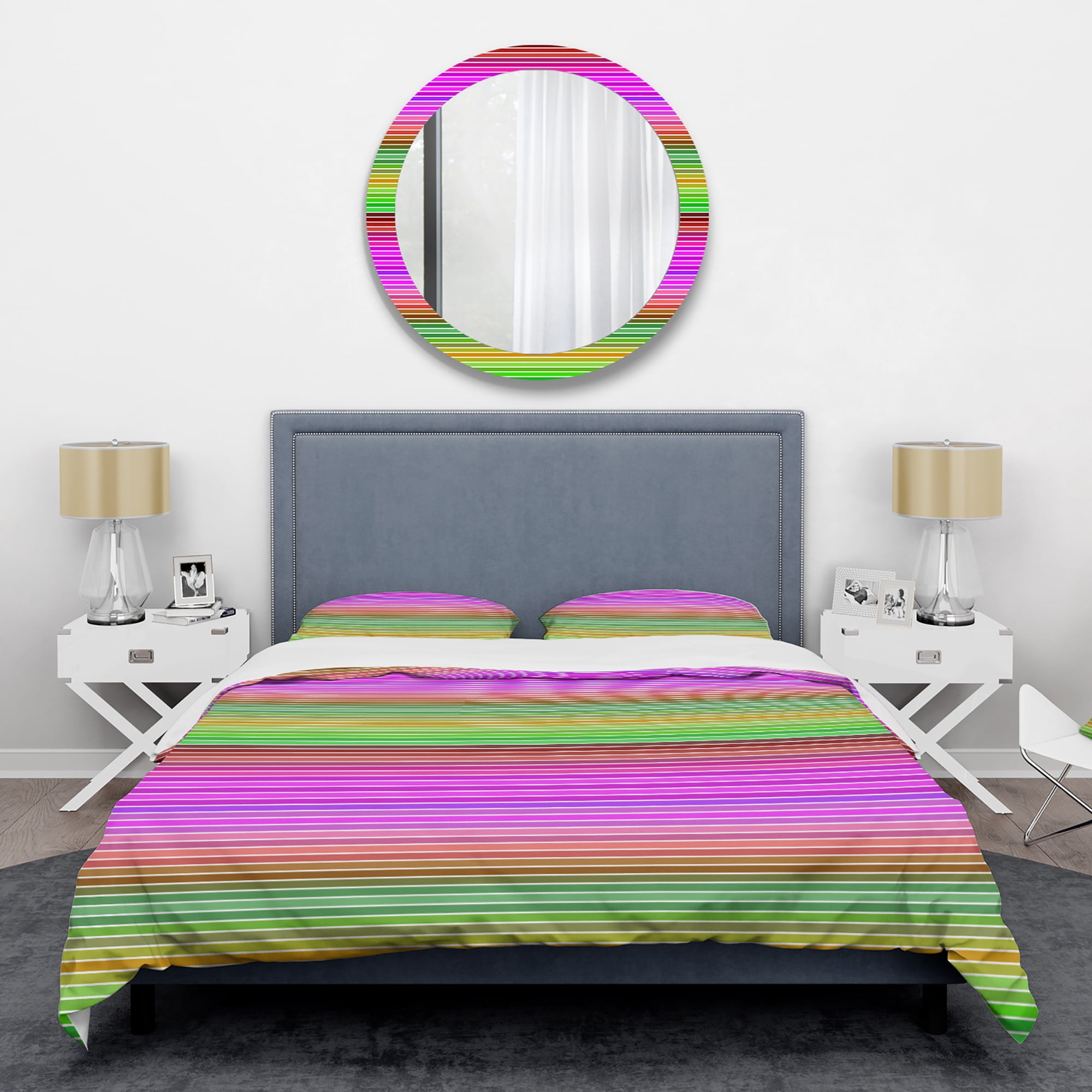 Designart 'Horizontal Retro Geometrical Pattern II' Mid-Century Modern Duvet Cover Set