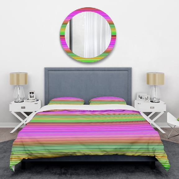 Designart 'Horizontal Retro Geometrical Pattern II' Mid-Century Modern Duvet Cover Set