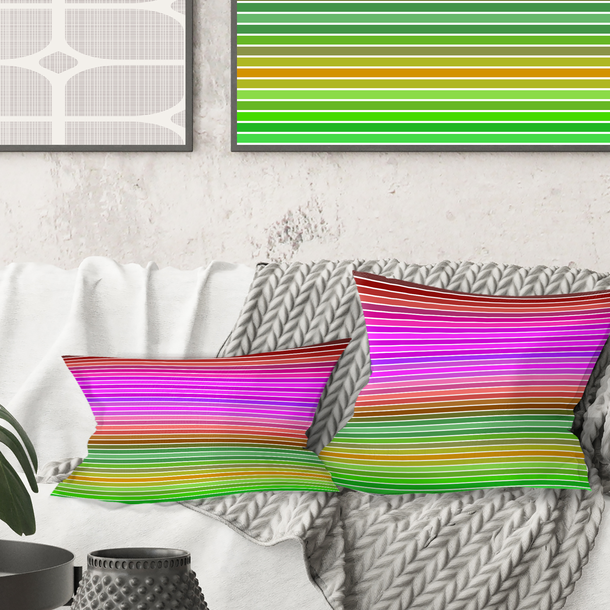 Designart Horizontal Retro Geometrical Pattern II' Mid-Century Modern Throw Pillow - 18x18