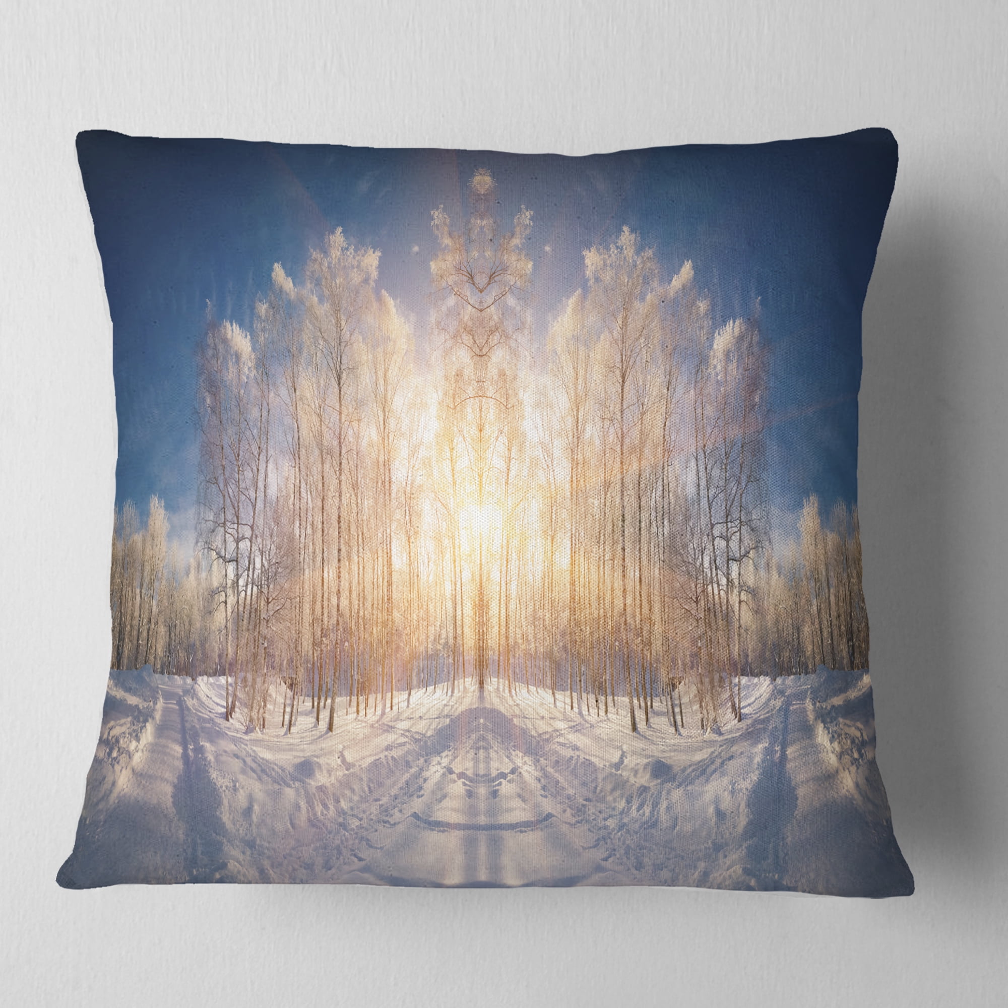 Designart Horizontally Flipped Winter Land - Landscape Printed Throw Pillow - 18x18