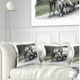 thumbnail image 1 of Designart Horse Cart Black and White - Animal Painting Throw Pillow - 18x18, 1 of 5