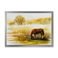 thumbnail image 1 of Designart 'Horse Eating Grass On A Meadow' Farmhouse Framed Art Print, 1 of 4