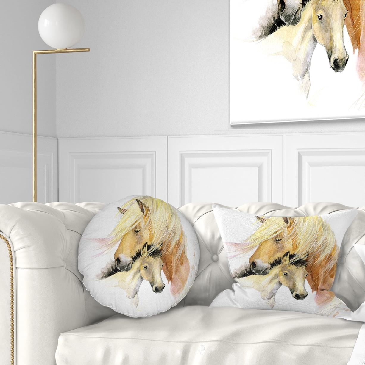Designart Horse Mom Baby Watercolor - Animal Throw Pillow - 12x20