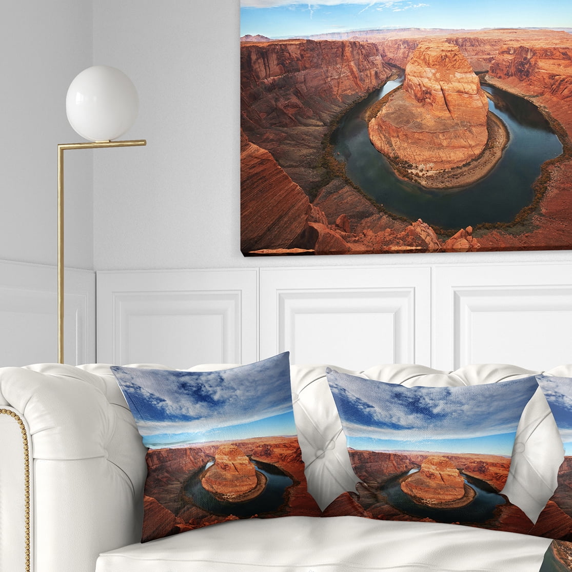 Designart Horse Shoe Bend under Midday Sun - Landscape Printed Throw Pillow - 16x16